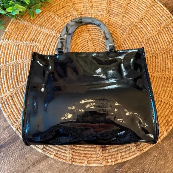 Neiman Marcus Black Patent Small Tote Bag - Picture 2 of 12